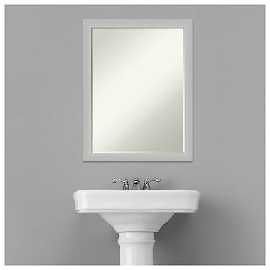 Low Luster Silver Petite Bevel Wood Bathroom Wall Mirror