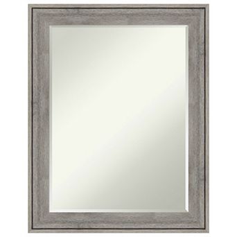 Regis Barnwood Grey Petite Bevel Wood Bathroom Wall Mirror