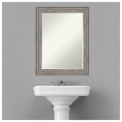 Regis Barnwood Grey Petite Bevel Wood Bathroom Wall Mirror