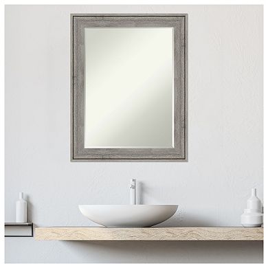 Regis Barnwood Grey Petite Bevel Wood Bathroom Wall Mirror