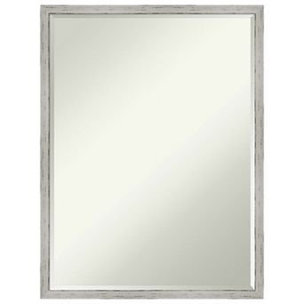 Shiplap White Narrow Petite Bevel Wood Bathroom Wall Mirror