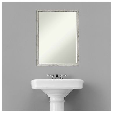 Shiplap White Narrow Petite Bevel Wood Bathroom Wall Mirror
