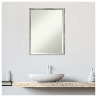 Shiplap White Narrow Petite Bevel Wood Bathroom Wall Mirror