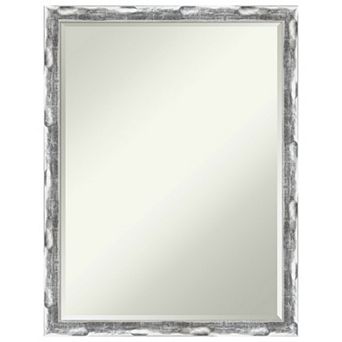 Scratched Wave Chrome Petite Bevel Bathroom Wall Mirror
