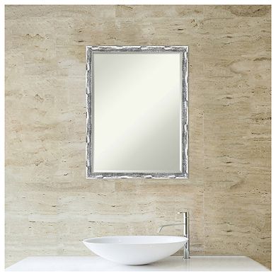 Scratched Wave Chrome Petite Bevel Bathroom Wall Mirror