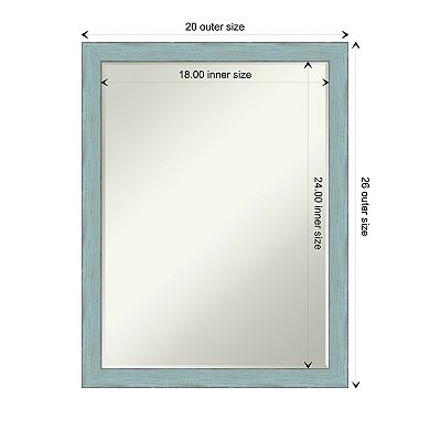 Sky Blue Rustic Petite Bevel Wood Bathroom Wall Mirror