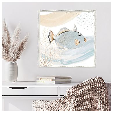 Ocean Oasis Waves Blue Fish By Patricia Pinto Framed Canvas Wall Art Print