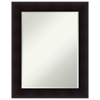 Portico Espresso Petite Bevel Wood Bathroom Wall Mirror