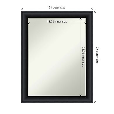 Nero Black Petite Bevel Wood Bathroom Wall Mirror