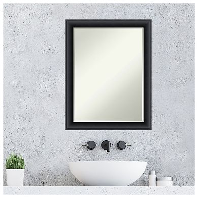 Nero Black Petite Bevel Wood Bathroom Wall Mirror