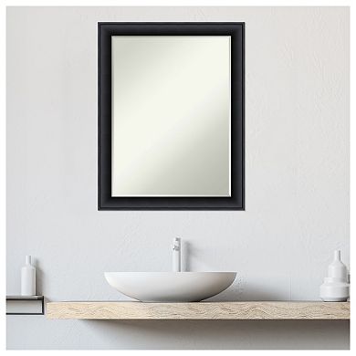 Nero Black Petite Bevel Wood Bathroom Wall Mirror