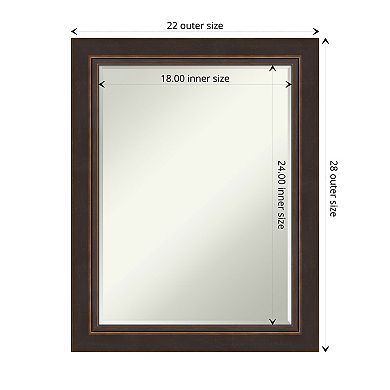 Lara Bronze Petite Bevel Wood Bathroom Wall Mirror