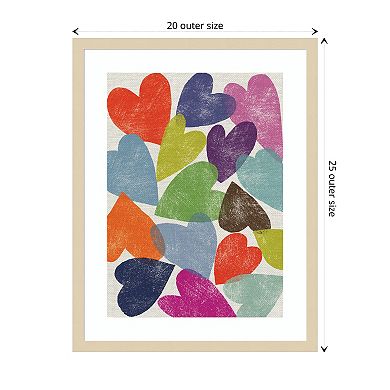 Printed Hearts By Jenny Frean Wood Framed Wall Art Print