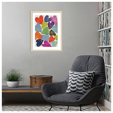 Printed Hearts By Jenny Frean Wood Framed Wall Art Print
