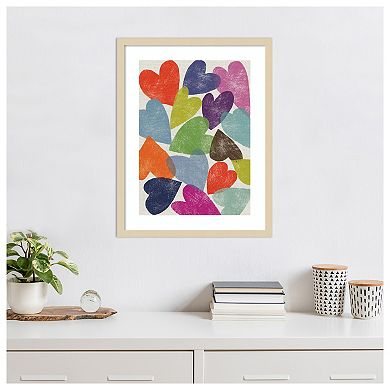 Printed Hearts By Jenny Frean Wood Framed Wall Art Print