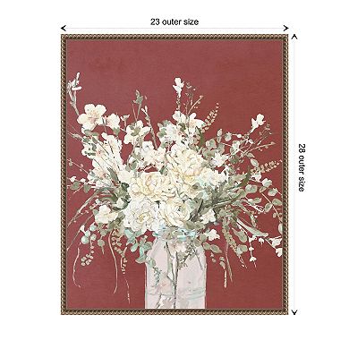Warm Flowers In Glass Vase By Patricia Pinto Framed Canvas Wall Art Print