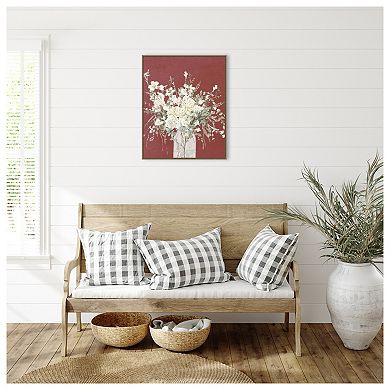 Warm Flowers In Glass Vase By Patricia Pinto Framed Canvas Wall Art Print