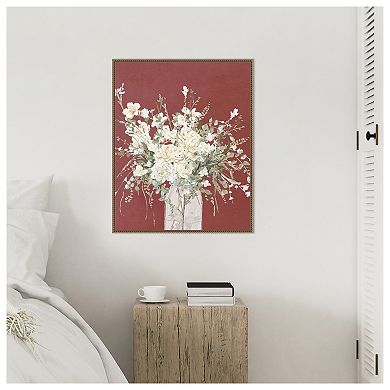 Warm Flowers In Glass Vase By Patricia Pinto Framed Canvas Wall Art Print