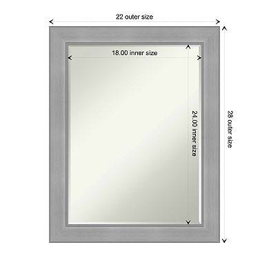 Vista Brushed Nickel Petite Bevel Bathroom Wall Mirror