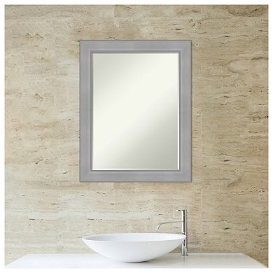 Vista Brushed Nickel Petite Bevel Bathroom Wall Mirror
