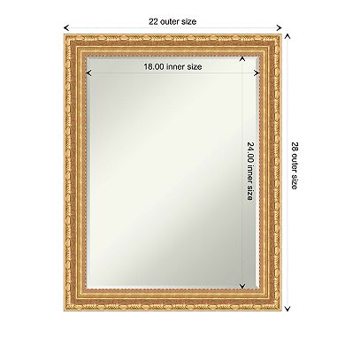 Versailles Gold Petite Bevel Wood Bathroom Wall Mirror