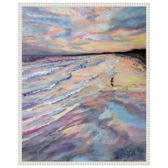 Sunset Seashore By Jeanette Vertentes Framed Canvas Wall Art Print