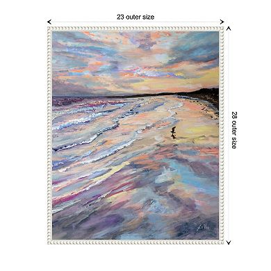Sunset Seashore By Jeanette Vertentes Framed Canvas Wall Art Print