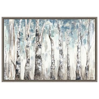 Winter Aspen Trunks Blue By Tre Sorelle Studios Framed Canvas Wall Art Print