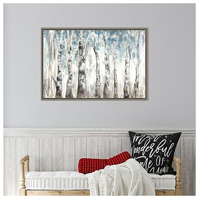 Winter Aspen Trunks Blue By Tre Sorelle Studios Framed Canvas Wall Art Print