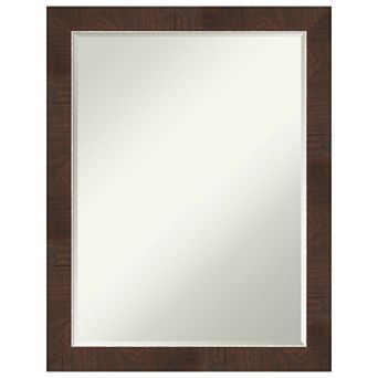 Wildwood Brown Narrow Petite Bevel Bathroom Wall Mirror