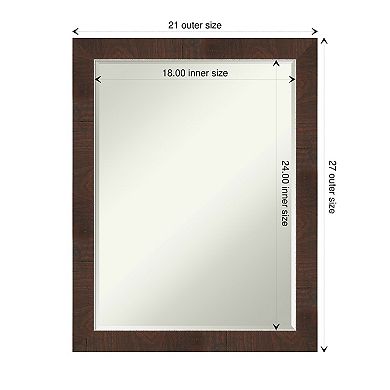 Wildwood Brown Narrow Petite Bevel Bathroom Wall Mirror