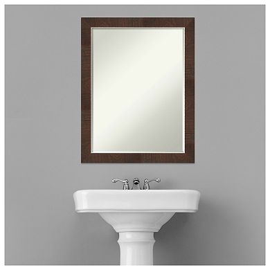 Wildwood Brown Narrow Petite Bevel Bathroom Wall Mirror