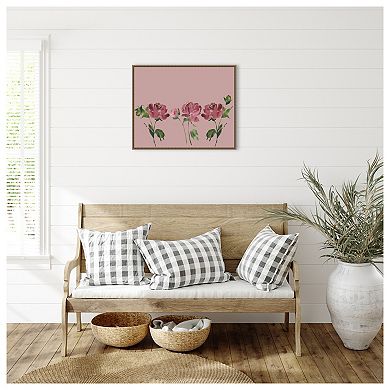 Trio Of Peony Blossoms By Lucille Price Framed Canvas Wall Art Print