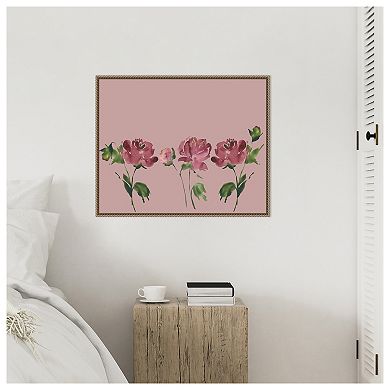 Trio Of Peony Blossoms By Lucille Price Framed Canvas Wall Art Print