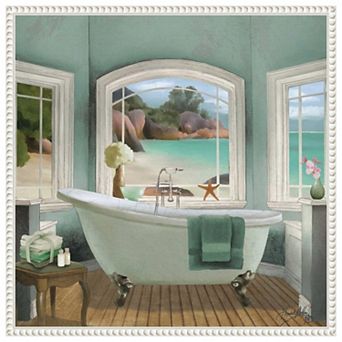 Oceanview Bath Ii By Elizabeth Medley Framed Canvas Wall Art Print