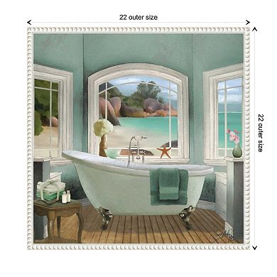 Oceanview Bath Ii By Elizabeth Medley Framed Canvas Wall Art Print