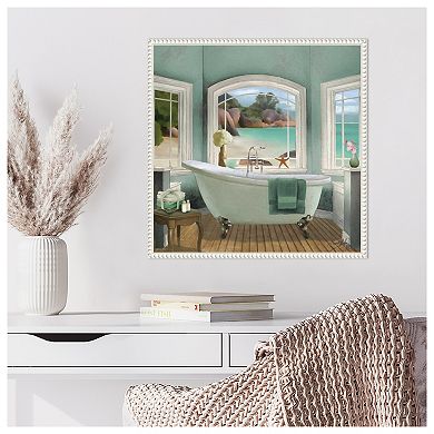 Oceanview Bath Ii By Elizabeth Medley Framed Canvas Wall Art Print