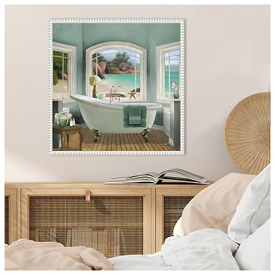 Oceanview Bath Ii By Elizabeth Medley Framed Canvas Wall Art Print