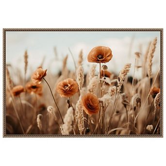 Orange Poppy Field By Treechild Framed Canvas Wall Art Print