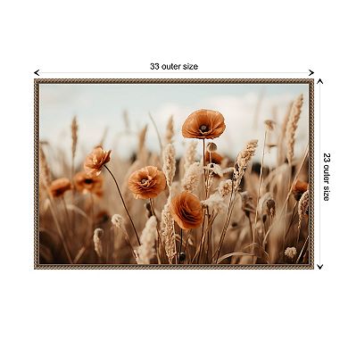Orange Poppy Field By Treechild Framed Canvas Wall Art Print