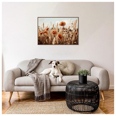 Orange Poppy Field By Treechild Framed Canvas Wall Art Print