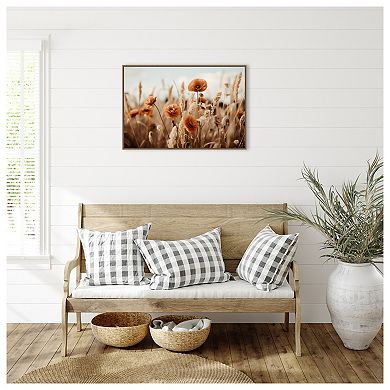 Orange Poppy Field By Treechild Framed Canvas Wall Art Print