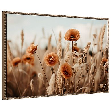 Orange Poppy Field By Treechild Framed Canvas Wall Art Print