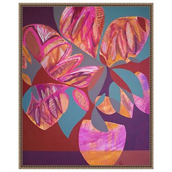 Pink Flowers By Gabriela Avila Framed Canvas Wall Art Print