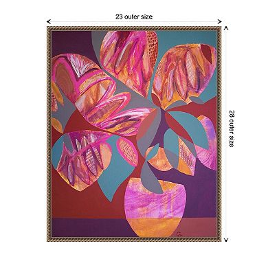 Pink Flowers By Gabriela Avila Framed Canvas Wall Art Print