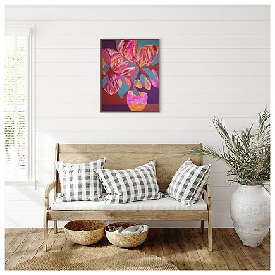 Pink Flowers By Gabriela Avila Framed Canvas Wall Art Print