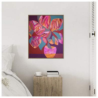 Pink Flowers By Gabriela Avila Framed Canvas Wall Art Print
