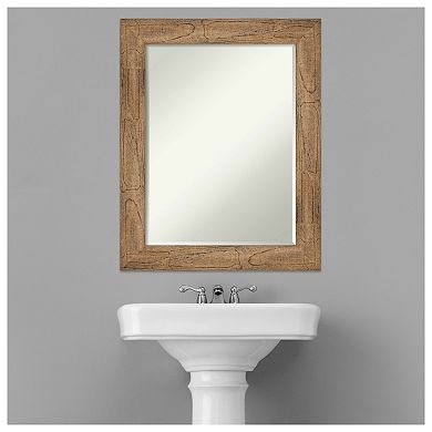 Owl Brown Petite Bevel Wood Bathroom Wall Mirror