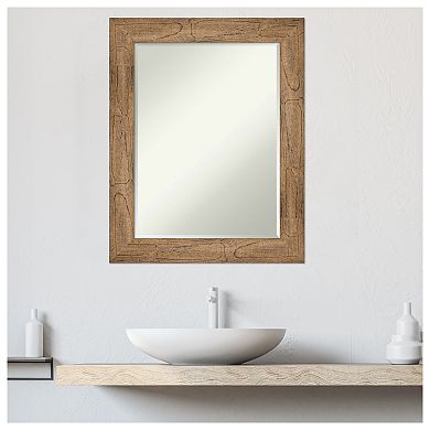 Owl Brown Petite Bevel Wood Bathroom Wall Mirror