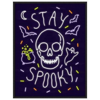 Neon Halloween Ii By Victoria Barnes Framed Canvas Wall Art Print